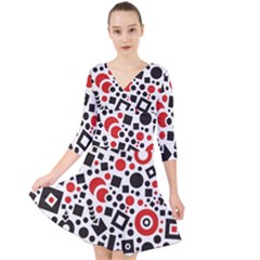 Square Objects Future Modern Quarter Sleeve Front Wrap Dress	 by BangZart