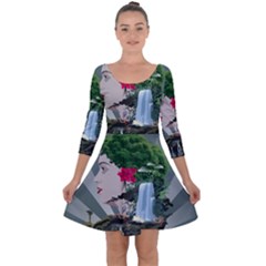 Digital Nature Beauty Quarter Sleeve Skater Dress