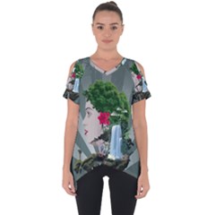 Digital Nature Beauty Cut Out Side Drop Tee by BangZart