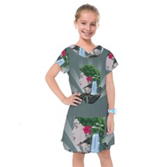 Digital Nature Beauty Kids  Drop Waist Dress