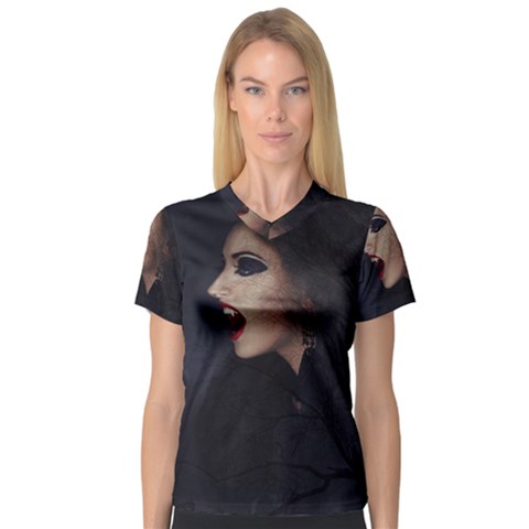 Vampire Woman Vampire Lady V-neck Sport Mesh Tee by BangZart