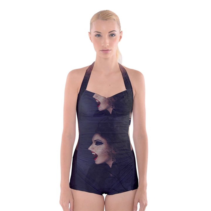 Vampire Woman Vampire Lady Boyleg Halter Swimsuit 