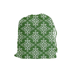 St Patrick S Day Damask Vintage Drawstring Pouches (large)  by BangZart