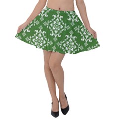 St Patrick S Day Damask Vintage Velvet Skater Skirt