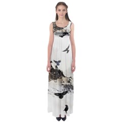 Birds Crows Black Ravens Wing Empire Waist Maxi Dress by BangZart