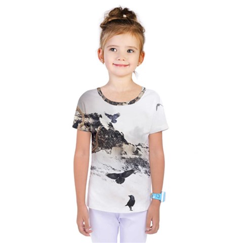 Birds Crows Black Ravens Wing Kids  One Piece Tee by BangZart