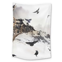 Birds Crows Black Ravens Wing Large Tapestry by BangZart