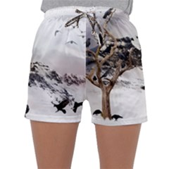 Birds Crows Black Ravens Wing Sleepwear Shorts