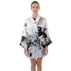 Birds Crows Black Ravens Wing Long Sleeve Kimono Robe