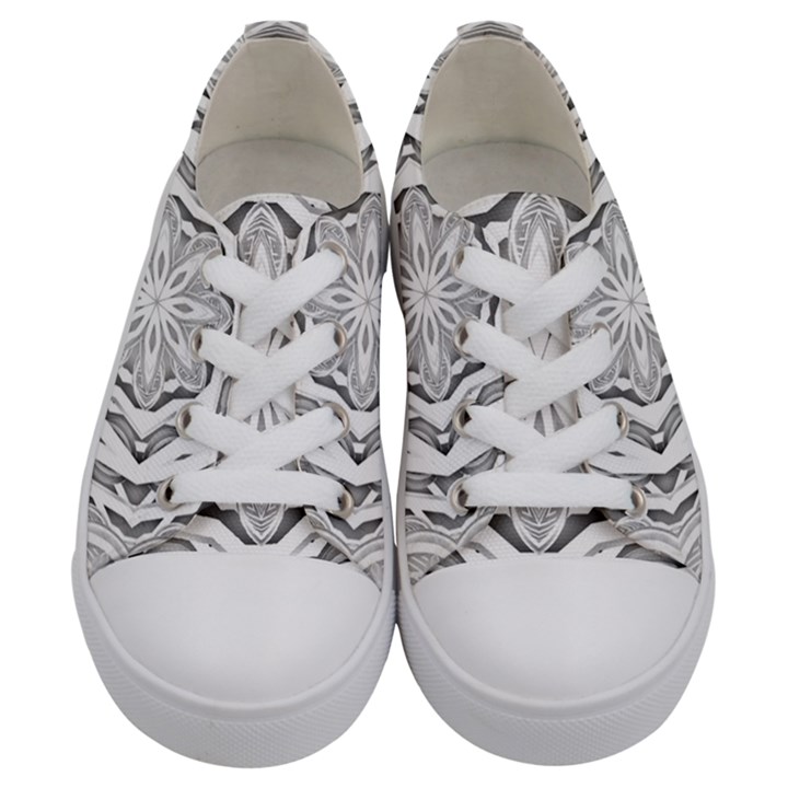 Mandala Pattern Floral Kids  Low Top Canvas Sneakers