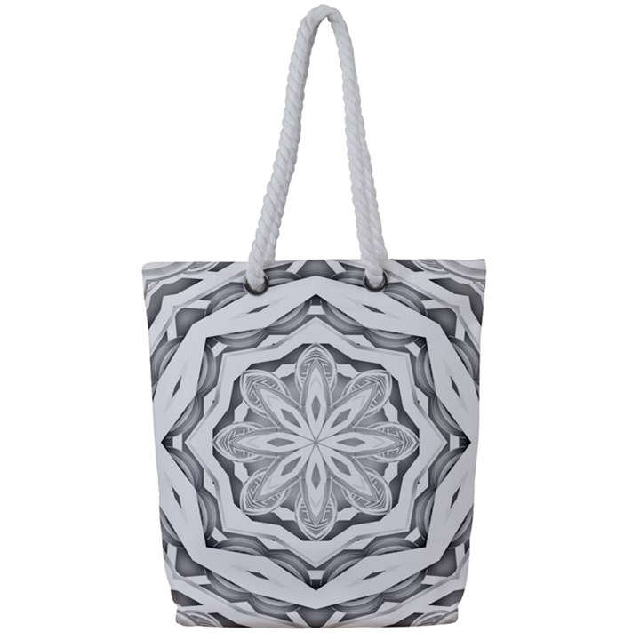 Mandala Pattern Floral Full Print Rope Handle Tote (Small)