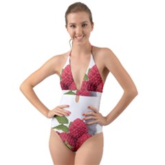 Fruit Healthy Vitamin Vegan Halter Cut-out One Piece Swimsuit