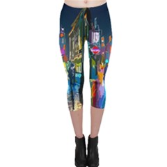 Abstract Vibrant Colour Cityscape Capri Leggings  by BangZart