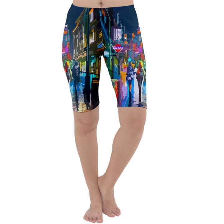 Abstract Vibrant Colour Cityscape Cropped Leggings 