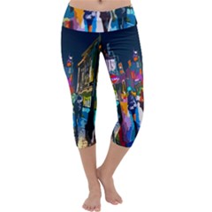 Abstract Vibrant Colour Cityscape Capri Yoga Leggings by BangZart