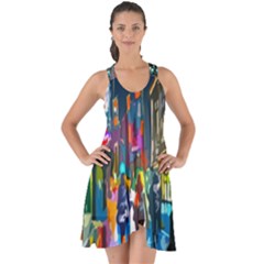 Abstract Vibrant Colour Cityscape Show Some Back Chiffon Dress