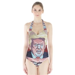 Donald Trump Pop Art President Usa Halter Swimsuit