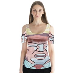 Donald Trump Pop Art President Usa Butterfly Sleeve Cutout Tee 