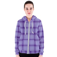 Purple Plaid Original Traditional Women s Zipper Hoodie by BangZart