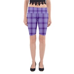 Purple Plaid Original Traditional Yoga Cropped Leggings by BangZart