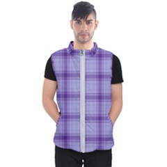 Purple Plaid Original Traditional Men s Puffer Vest