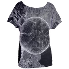 Space Universe Earth Rocket Women s Oversized Tee