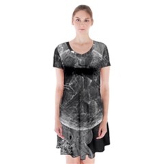 Space Universe Earth Rocket Short Sleeve V-neck Flare Dress by BangZart