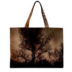 Tree Bushes Black Nature Landscape Zipper Mini Tote Bag