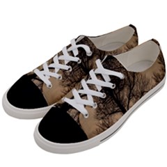 Tree Bushes Black Nature Landscape Women s Low Top Canvas Sneakers