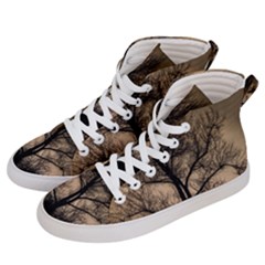 Tree Bushes Black Nature Landscape Men s Hi-top Skate Sneakers