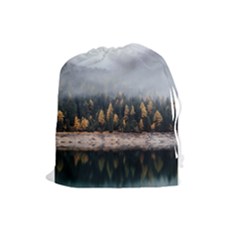 Trees Plants Nature Forests Lake Drawstring Pouches (large)  by BangZart