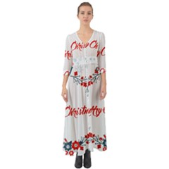 Merry Christmas Christmas Greeting Button Up Boho Maxi Dress by BangZart