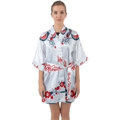 Merry Christmas Christmas Greeting Quarter Sleeve Kimono Robe by BangZart