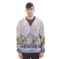 Venice Small Town Watercolor Hooded Wind Breaker (men) by BangZart