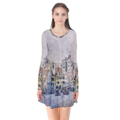 Venice Small Town Watercolor Flare Dress by BangZart