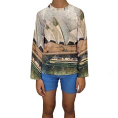 Sydney The Opera House Watercolor Kids  Long Sleeve Swimwear by BangZart