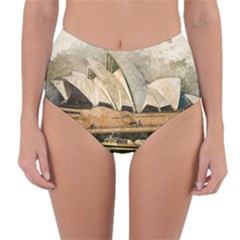 Sydney The Opera House Watercolor Reversible High-waist Bikini Bottoms