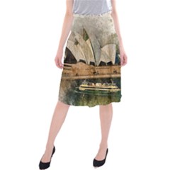 Sydney The Opera House Watercolor Midi Beach Skirt by BangZart