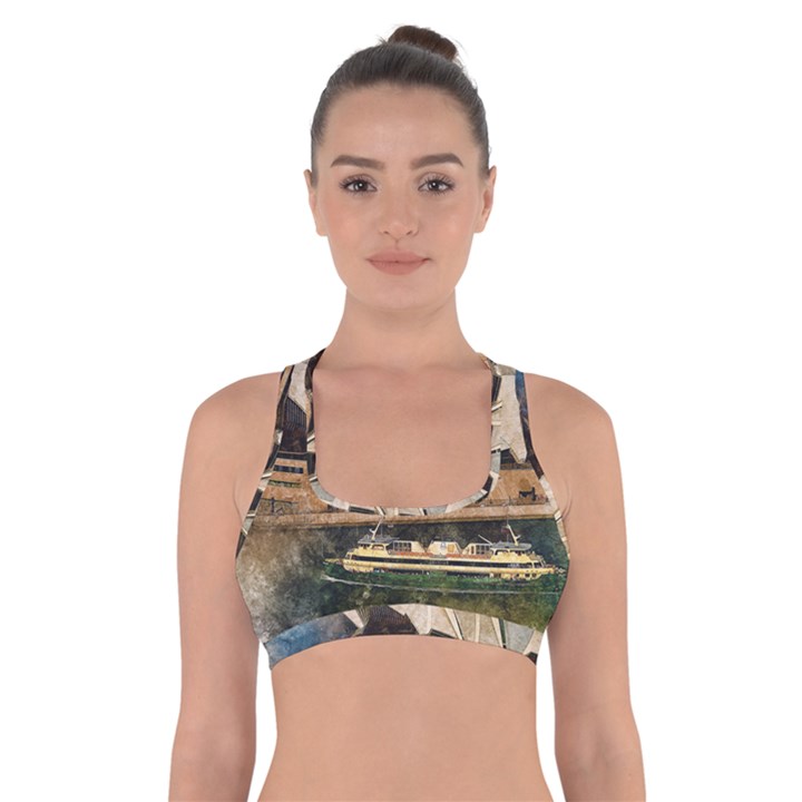 Sydney The Opera House Watercolor Cross Back Sports Bra