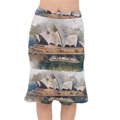 Sydney The Opera House Watercolor Mermaid Skirt by BangZart