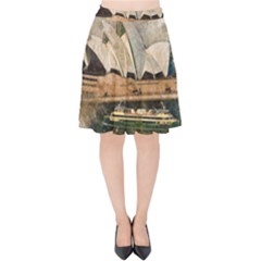 Sydney The Opera House Watercolor Velvet High Waist Skirt by BangZart