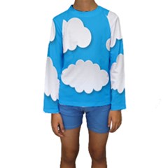 Clouds Sky Background Comic Kids  Long Sleeve Swimwear by BangZart