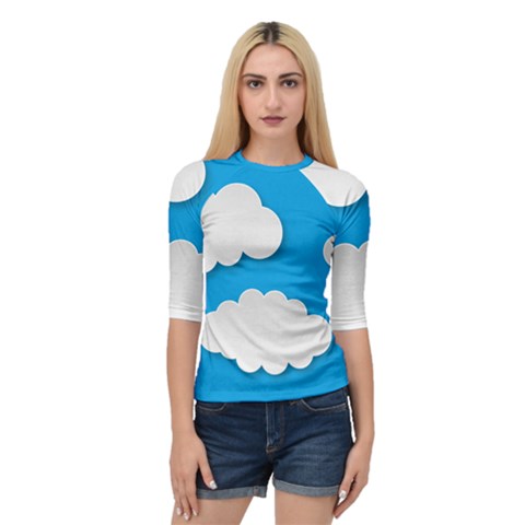 Clouds Sky Background Comic Quarter Sleeve Raglan Tee by BangZart