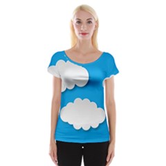 Clouds Sky Background Comic Cap Sleeve Tops by BangZart