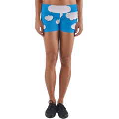 Clouds Sky Background Comic Yoga Shorts