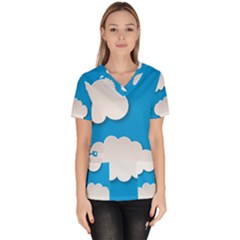 Clouds Sky Background Comic Scrub Top