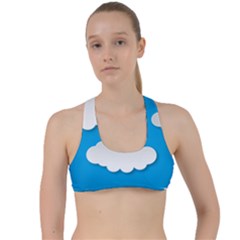 Clouds Sky Background Comic Criss Cross Racerback Sports Bra by BangZart