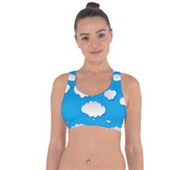 Clouds Sky Background Comic Cross String Back Sports Bra by BangZart