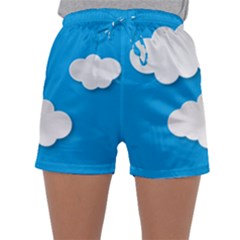 Clouds Sky Background Comic Sleepwear Shorts