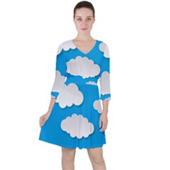 Clouds Sky Background Comic Ruffle Dress